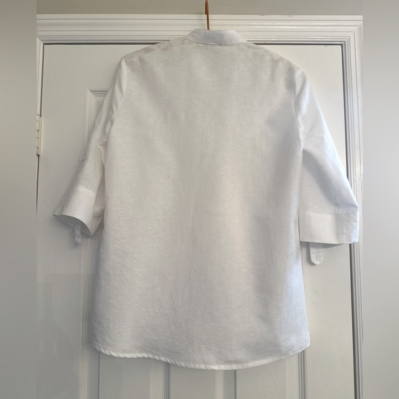 J. McLaughlin Riviera Linen Blend White Blouse XS - Picture 7 of 12